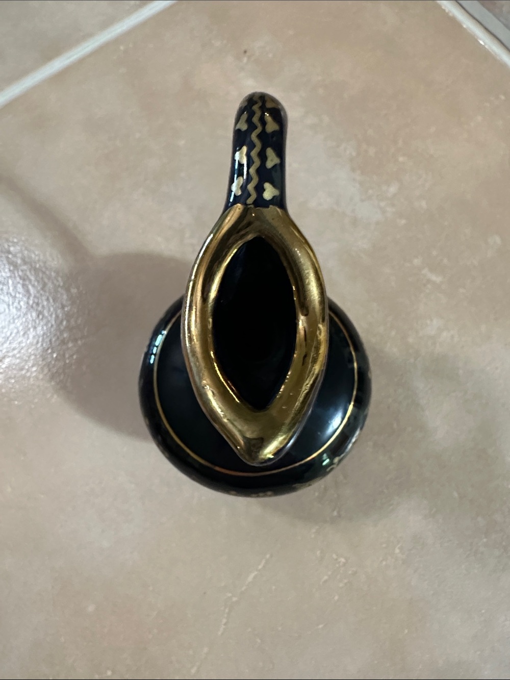 VTG Handmade in Greece Black and Gold Decorative Pitcher Vase - Picture 5 of 6